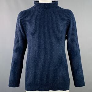MARGARET HOWELL Size XL Navy Cashmere Rib Knit High Neck Sweater